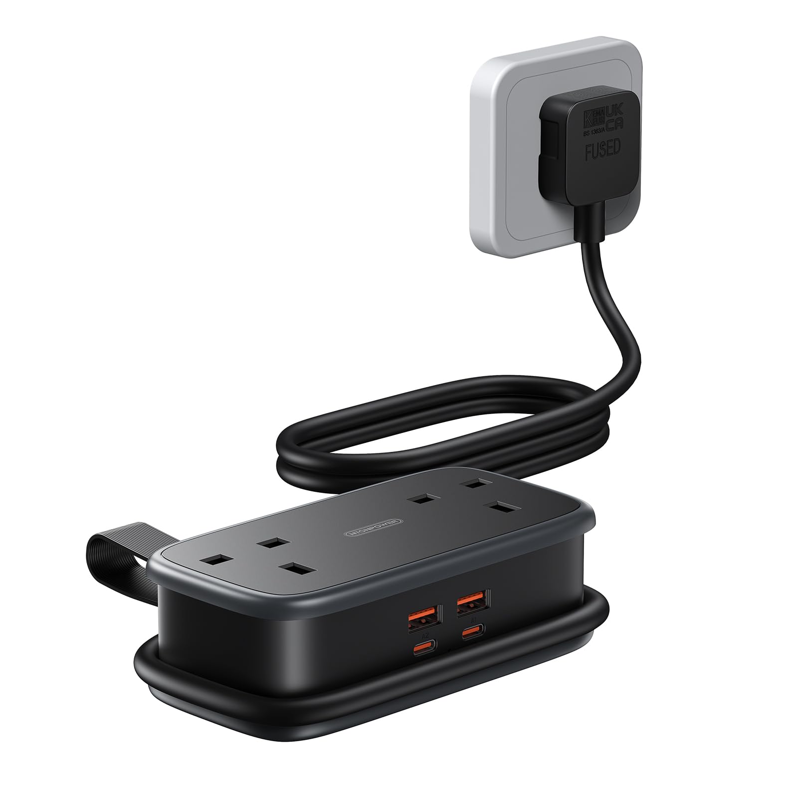 NTONPOWER Travel Extension Lead, Cruise Essentials Extension Lead with USB Slots, 1.2M Extension Cord with 2 Way Outlets 3 USB（1 Type C) for Cruise Travel Essential Hotel Home Office Camping — view 9