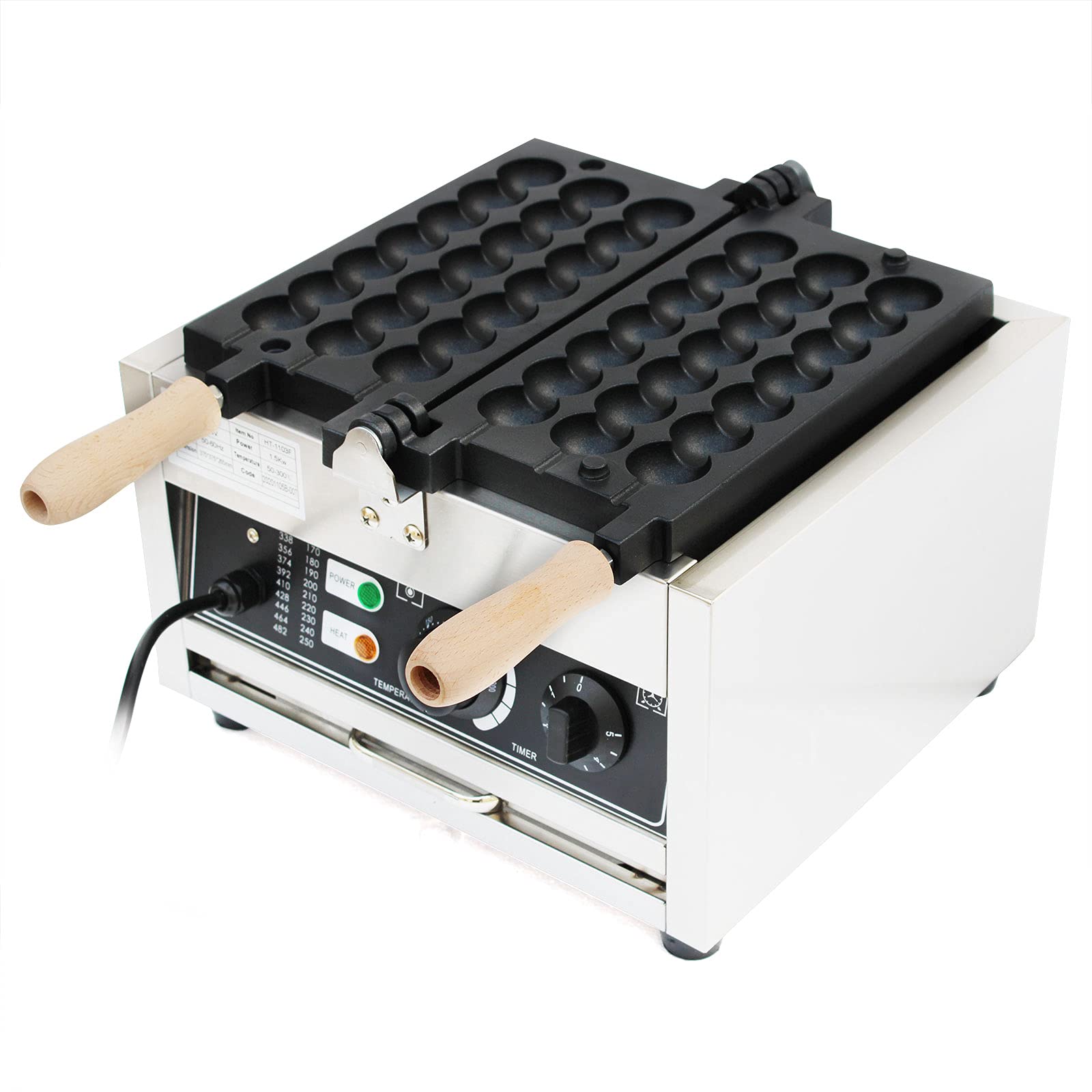 Gofrera para 6 gofres con carcasa de acero inoxidable para gofrera de 1500 W con placas antiadherentes Hog Dog, Electrodoméstico