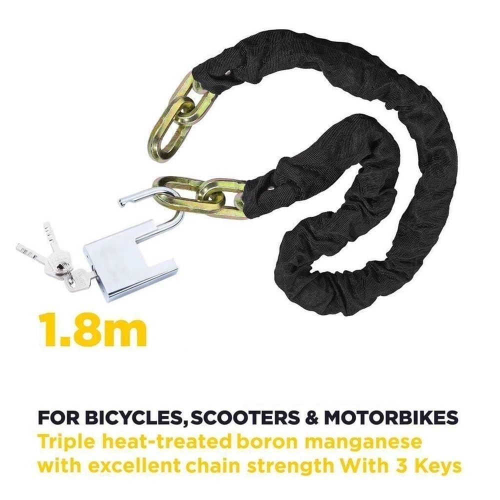 Kit de Cadena y candado 6 pies Alta Resistencia for Bicicleta Larga con 3 Llaves
