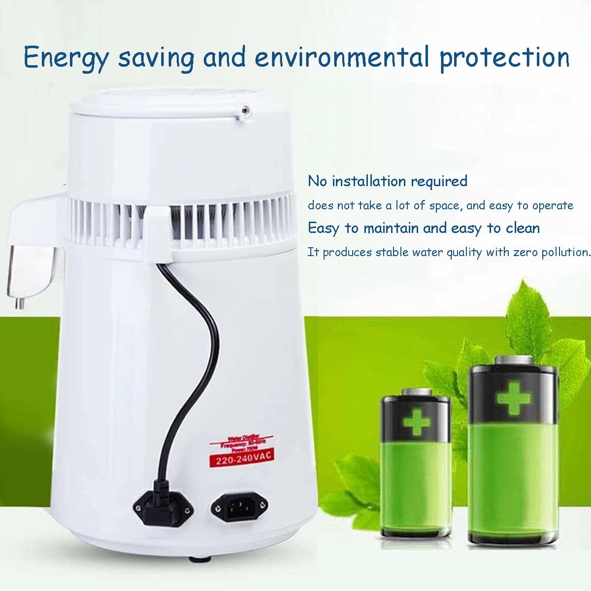 Destilador De Agua 4 L, Destilador De Agua Pura Para El Hogar, Filtro De Agua Destilada, Equipo Purificador De DestilacióN, Interior De Acero Inoxidable, ProteccióN Contra Sobrecalentamiento, 1 L/H