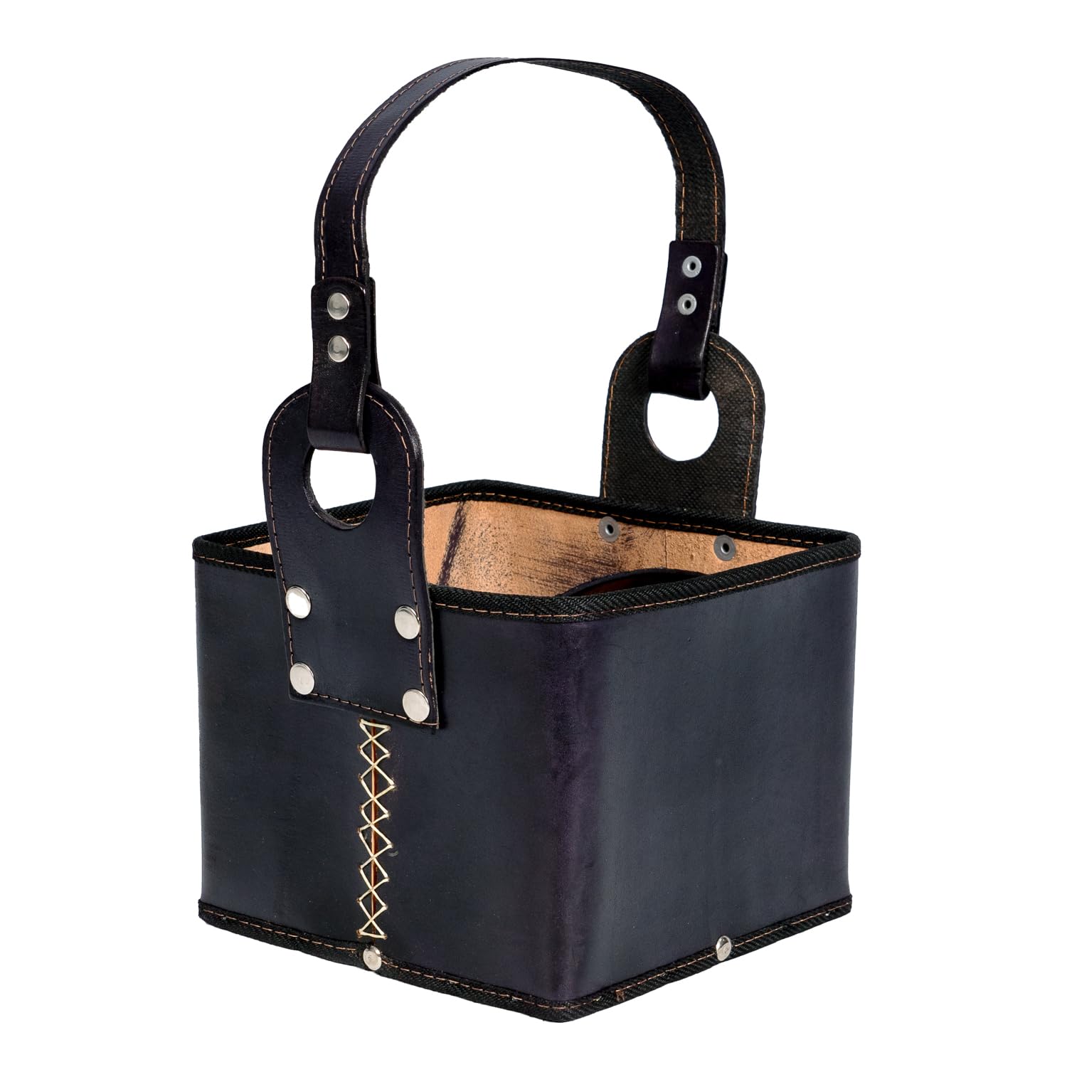 Porta Termo Cuadrado Mate Yerba Azucar Cartera Bolso Matero Picnic Eco Cuero (negro)