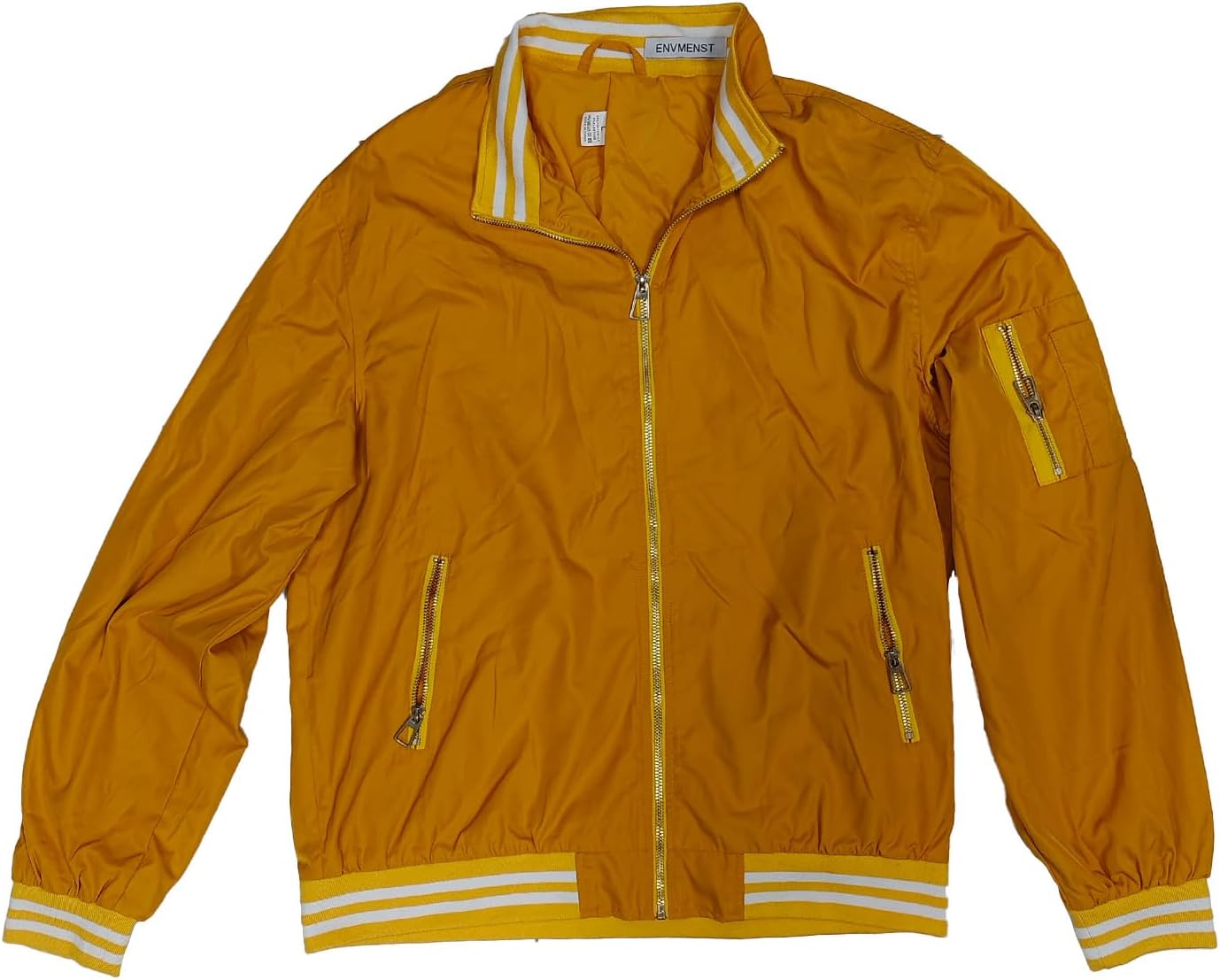ENVMENST Men's Lightweight Bomber Coats Jacket,Causal Waterproof Windbreaker Jacket for Men（Yellow）