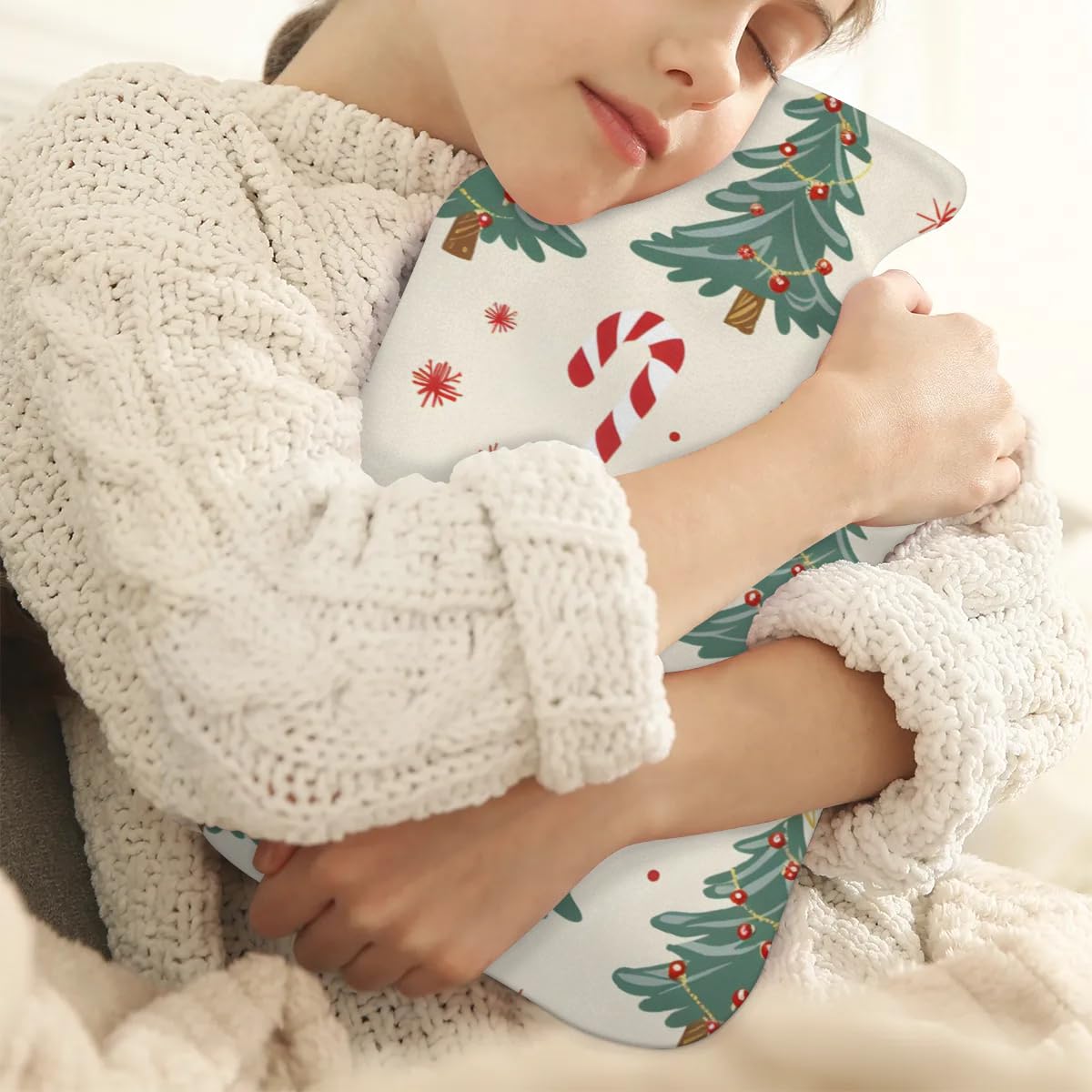 Hot Water Bottle with Soft Cover,2L Cartoon Tree Hot Water Bag for Hot and Cold Compress, Hand Feet Warmer, Modern Tree Rubber Hot or Cold Water Bottle Halloween Christmas Decorations