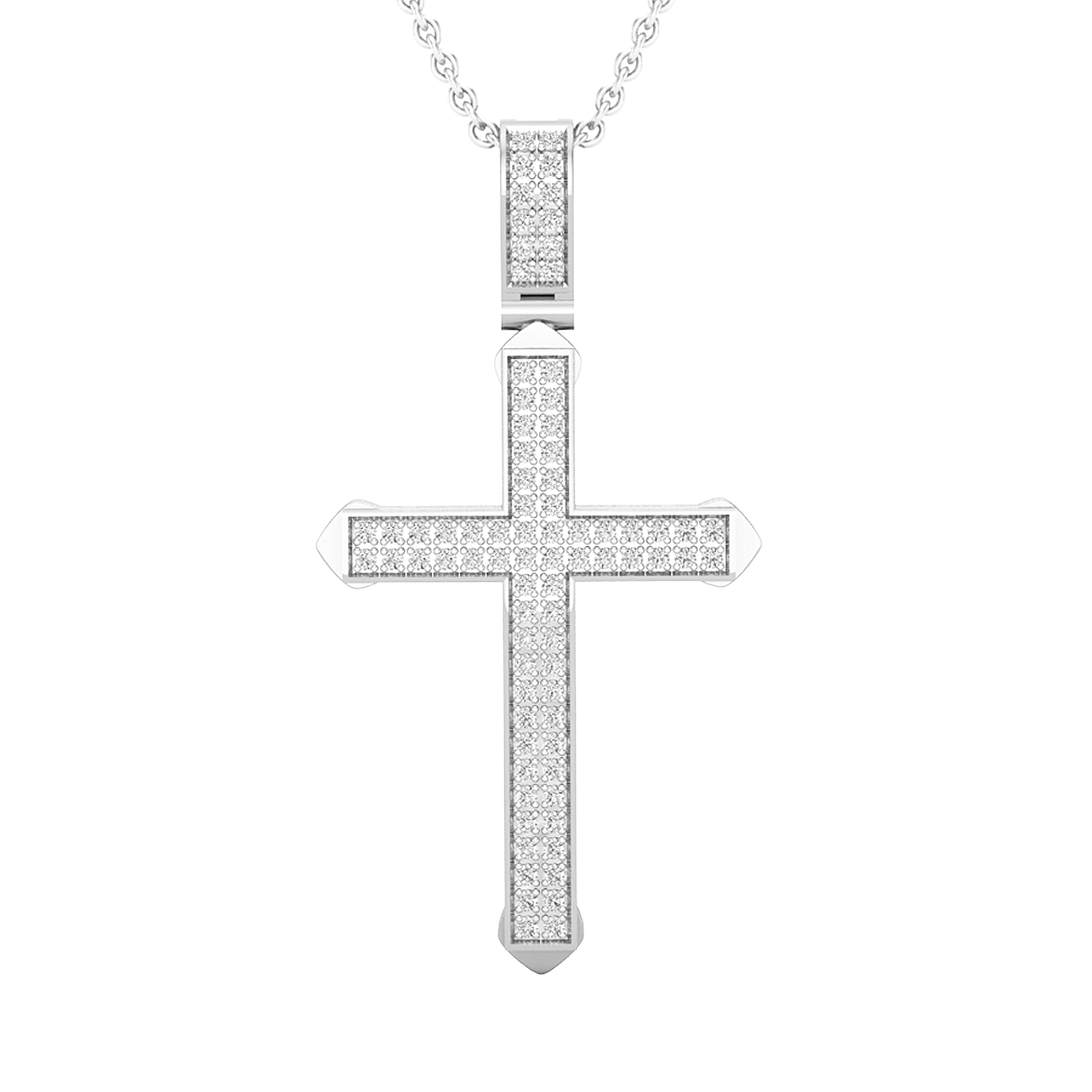 Dazzlingrock Collection 0.25 Carat (ctw) Round Diamond Classic Faith Charm Cross Unisex Pendant with 18 inch Chain in 925 Sterling Silver