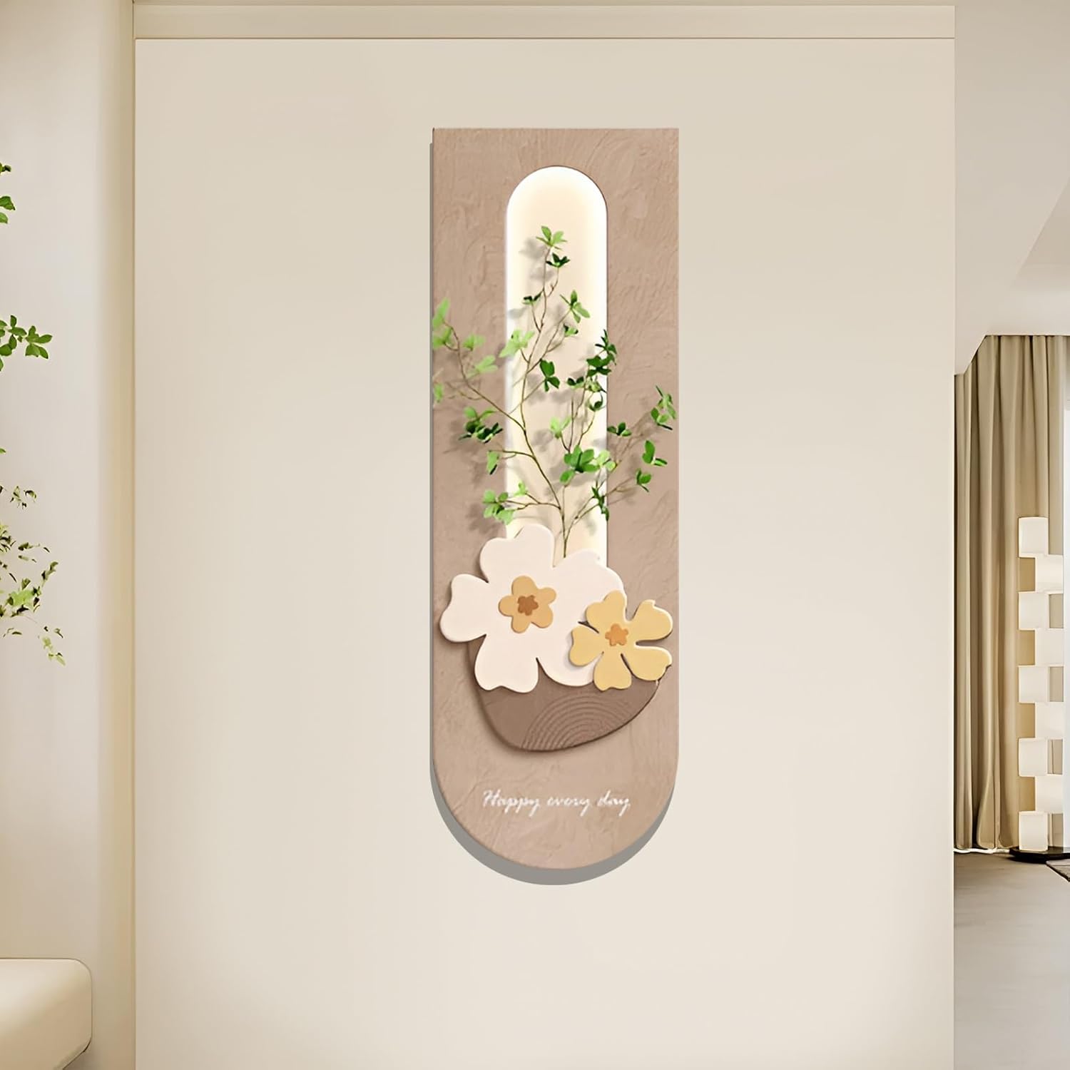 Art Wall Decor with LED Light, Cream Style Decoration Painting, Sandstone Decor Wall Art Painting, for Bedroom, Living Room, Entrance, Corridor, Office and Study Room(F) - Image 9