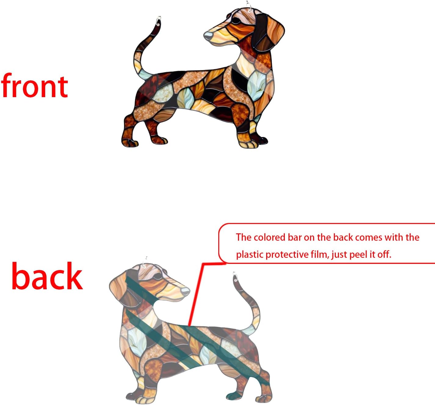 Dachshund Window Hanging Decor Suncatcher,dachshund gifts,dachshund decor,Stain Acrylic Window Ornament, Animal Memorial Gifts, Handcrafted Sun Catchers Decor for Indoor Outdoor Garden (S 5.9*5.1 in) - Image 2