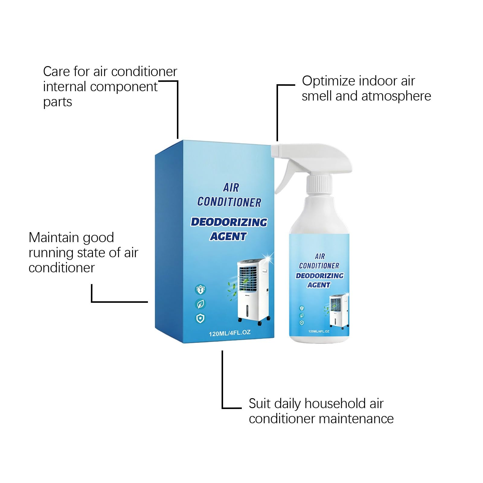Schäumende Klimaanlage Reinigungsspray, keine Demontage Klimaanlage Ventilator Schaum Reiniger schäumend, No-Rinse Verdampfer Spule Reiniger Geruchsentferner, Haus Hotel Büro Wohnzimmer Auto (5pcs)