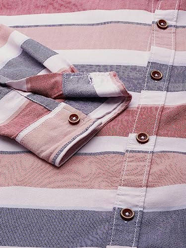 Image of The Indian Garage Co Men Slim Fit Striped Full Sleeves Cutaway Collar Casual Shirt