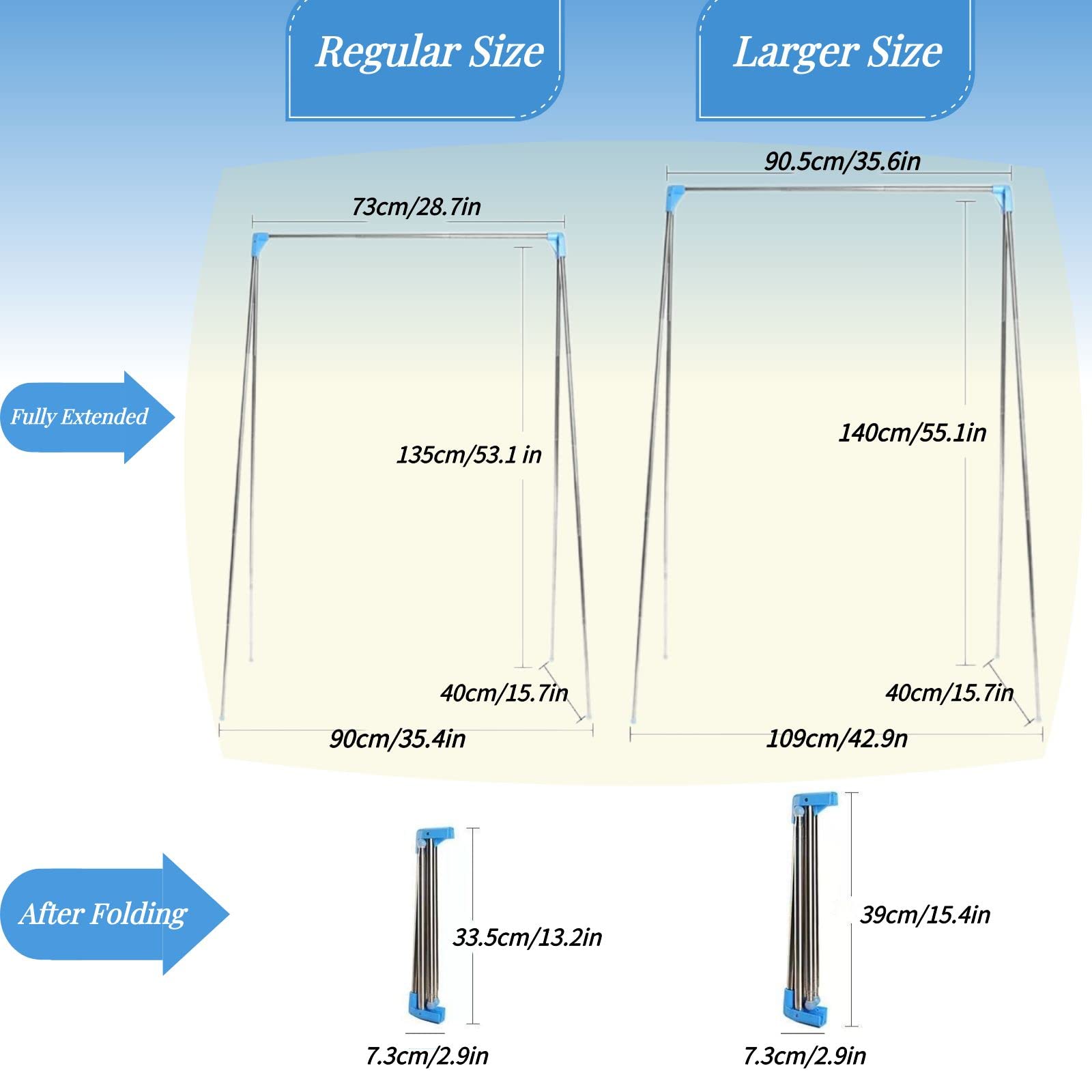 Portable Garment Rack, Compact Folding Clothes Drying Rack, Mini Clothing Rack for Travel, Camping, RV, Dance Costume, Laundry Indoor, Outdoor (Regular)