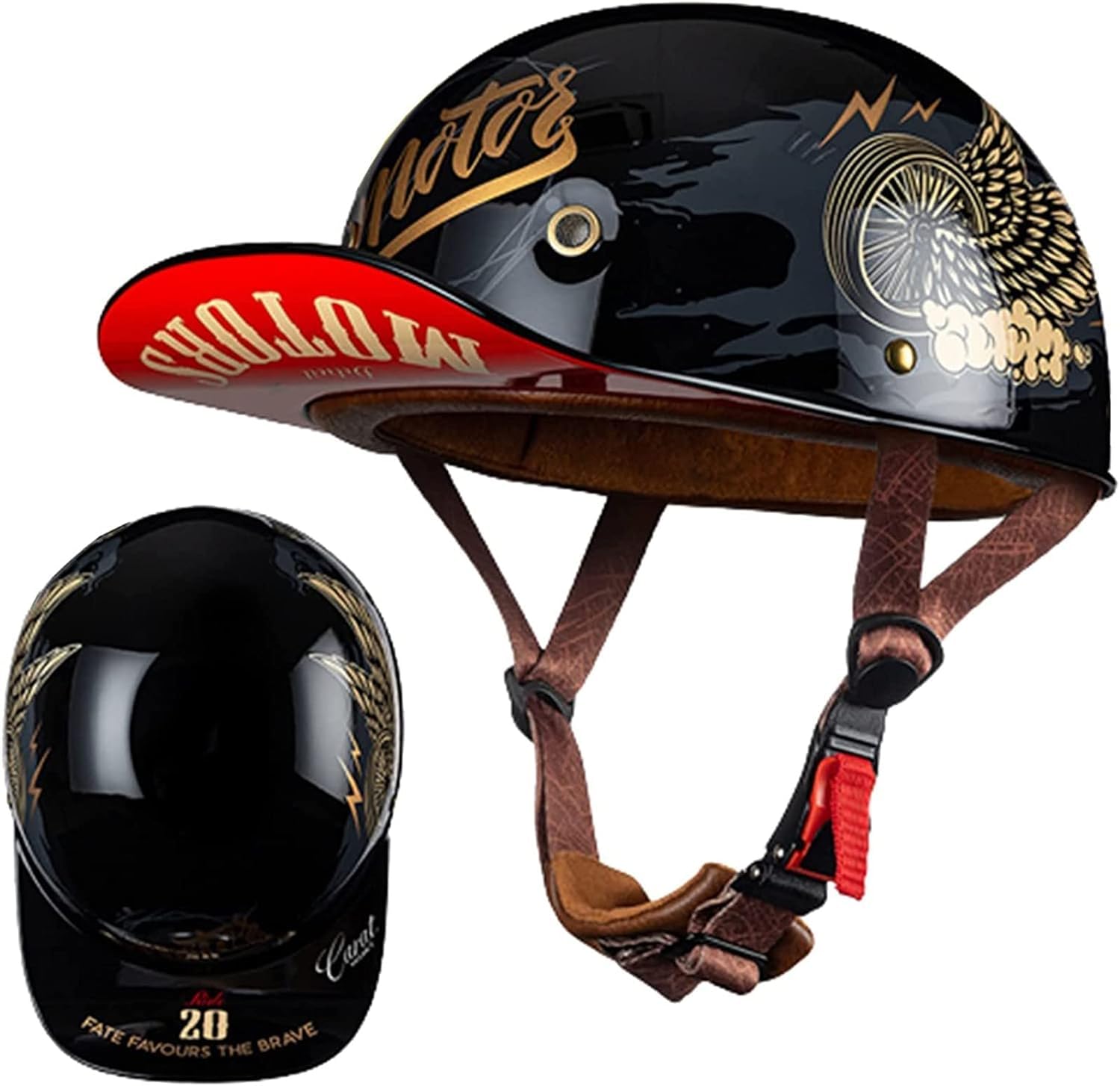 Baseball Motorcycle Helmet DOT Approved Half Shell Helmet Motorcycle Helmets for Men German Motorcycle Helmet Unisex for Moped Scooter Street Cruiser