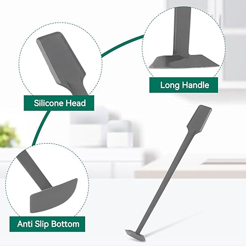 Miniatura 4 de Espátula de silicona para frascos, raspador de alimentos de mango largo de 14.2 in para tarros, batidos, licuadoras, raspador de mezcla de cocina,
