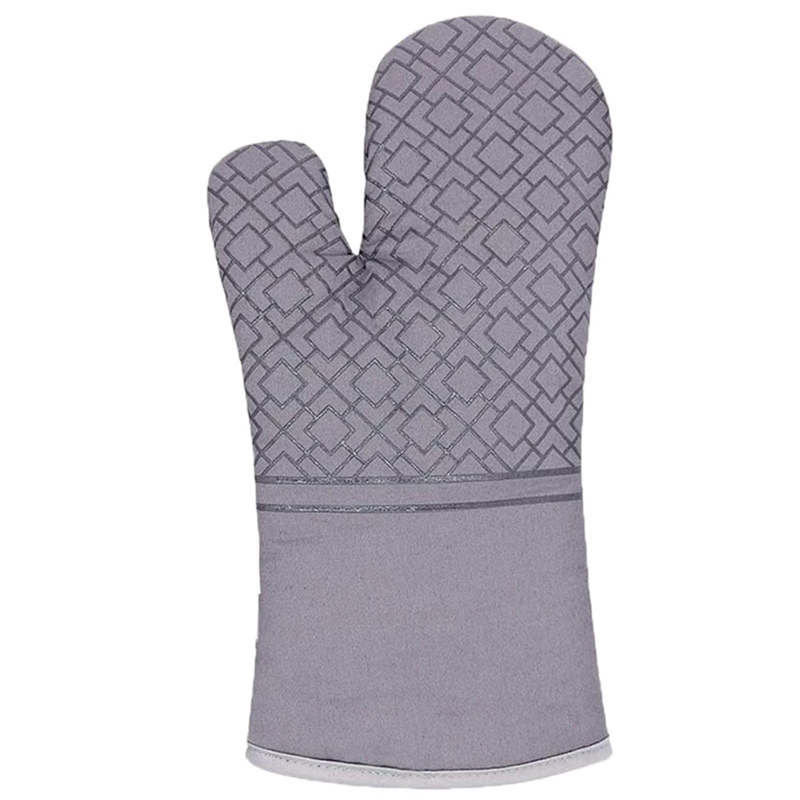 Oven Gloves Kitchen Glove Oven Mittens and Pot Holders High Heat Resistant Extra Long Supplies bbq Utensils for Baking Microwave for Your Kitchen(Grey-Gloves)