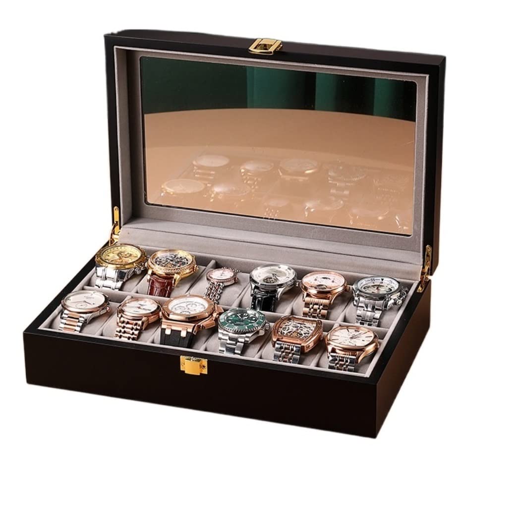QUSYZD Watch Case Watch Roll Watch Winder 12 Grids Wooden Watch Box Storage Jewellery Display Box For Men Women Watch Box Watch Organizer,