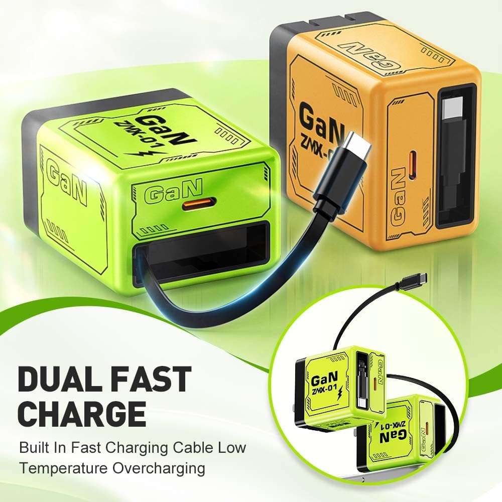 Tabla comparativa de cargadores, cargador rápido 2 en 1 de 120 W con cables retráctiles, adaptador de corriente de carga rápida portátil, enchufe plegable todo en uno, módulo de alimentación escalable