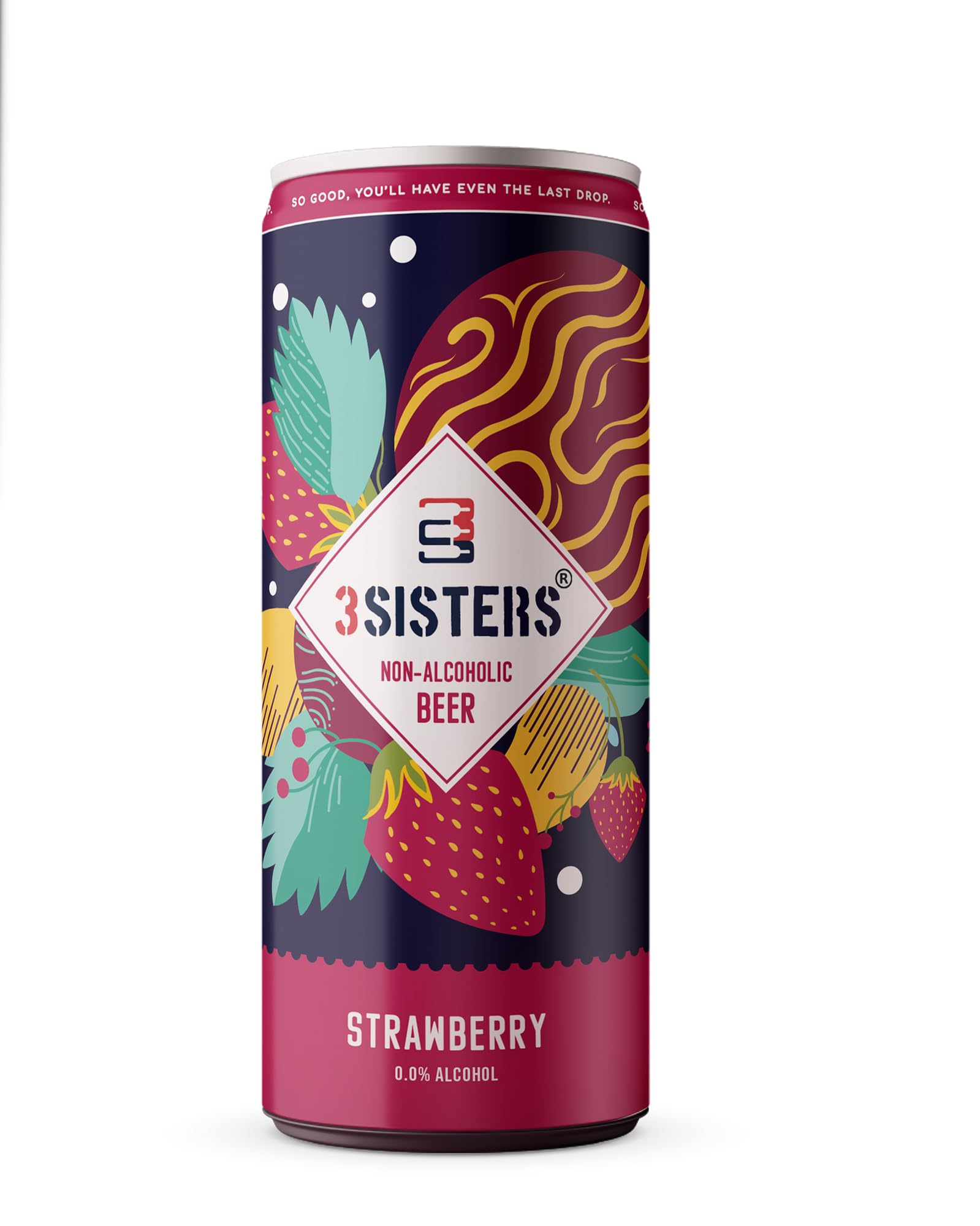3 Sisters Non Alcoholic Beer - Strawberry Flavor - Can 250ML (Pack of 12 Cans)…