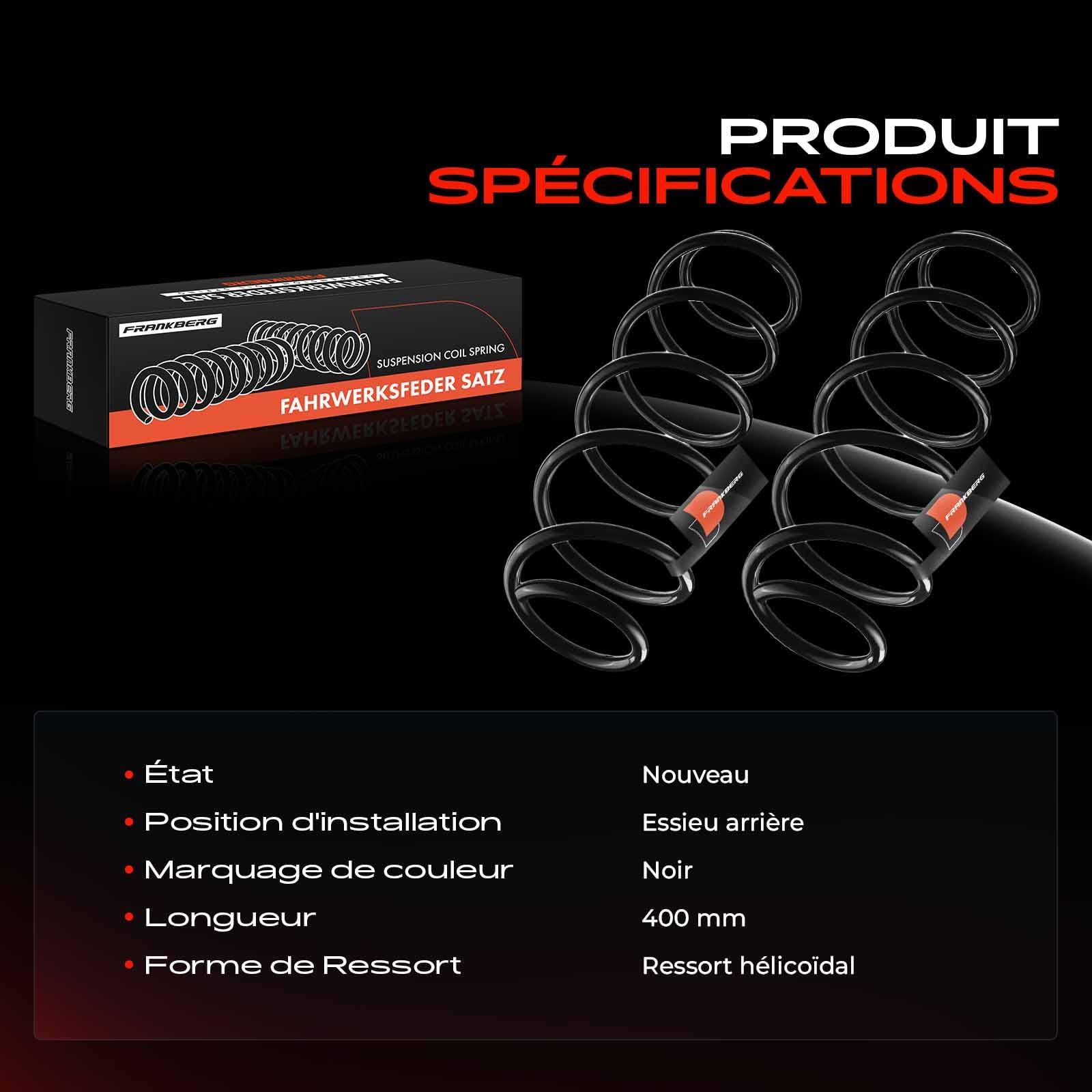 Frankberg 2x Ressort de suspension Compatible avec Laguna III BT0/1 1.6 16V 1.5 dCi 2.0 16V 2.0 dCi 2.0 16V Turbo 2007-2015 Remplacer# RH6394,550200001N