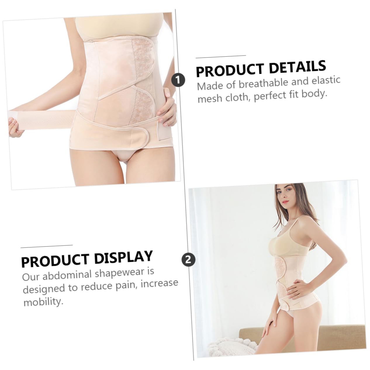 WOFASHPURET Postpartum Belly Wrap Elastic Waist Trainer for Women Breathable Abdominal Pelvic Support After Comfortable Fit for Postnatal Beige