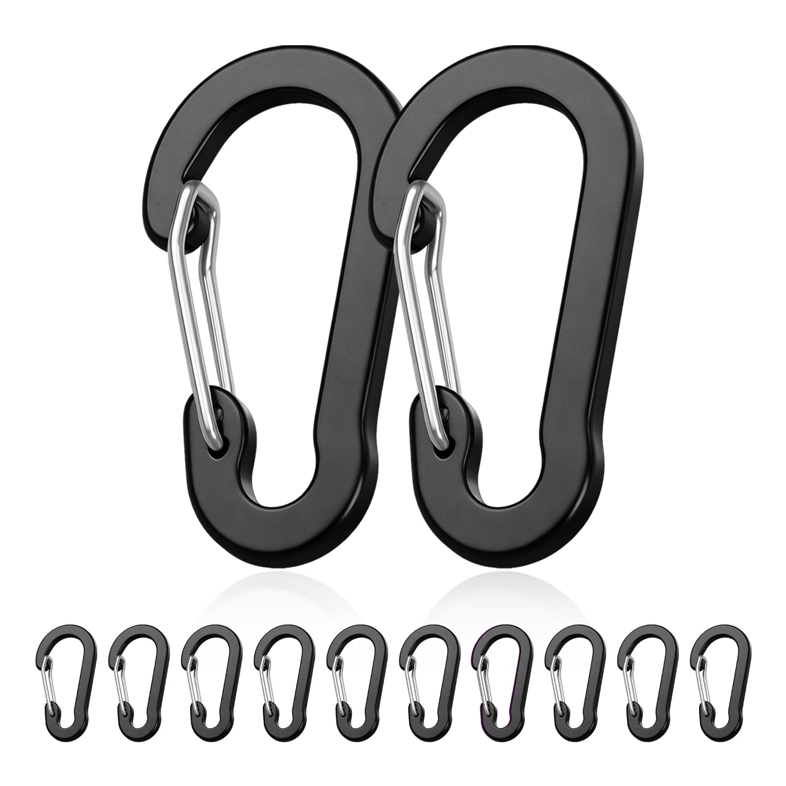 flintronic 10 Pezzi Moschettone Portachiavi, Piccoli Moschettone Piccolo Alluminio, Moschettoni a Sgancio Rapido, Portatile Moschettoni Multipli, per Zaino Cani al Guinzaglio Campeggio Pesca Viaggi