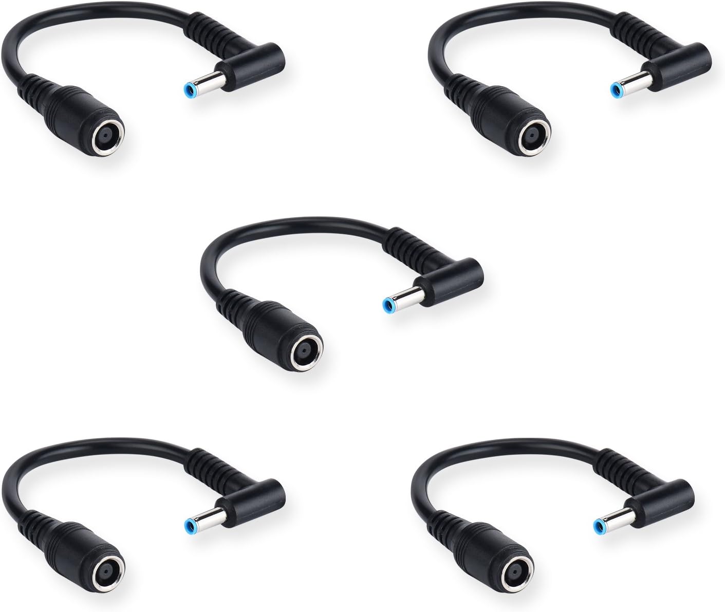 Purpleleaf Tip Adapter HP Connector Converter 7.4x5.0mm to 4.5x3.0mm for HP Stream Spectre Pavilion Envy Elitebook Split Chromebook; DC Dongle for HP Notebook Adapter Replacement Power Cord (5 Pack)