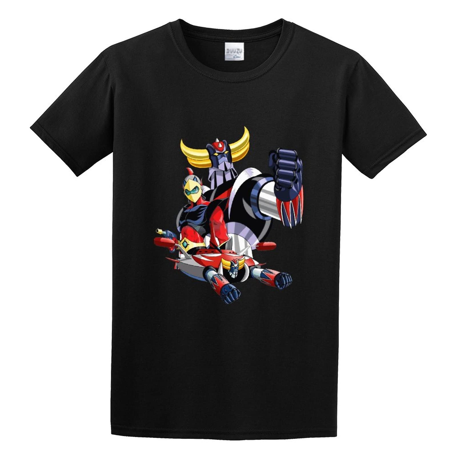 YUWANG Great Mens Goldrake UFO Robot T Shirt Uomo Bimbo Cartoon Anni 80 Anime Black XL