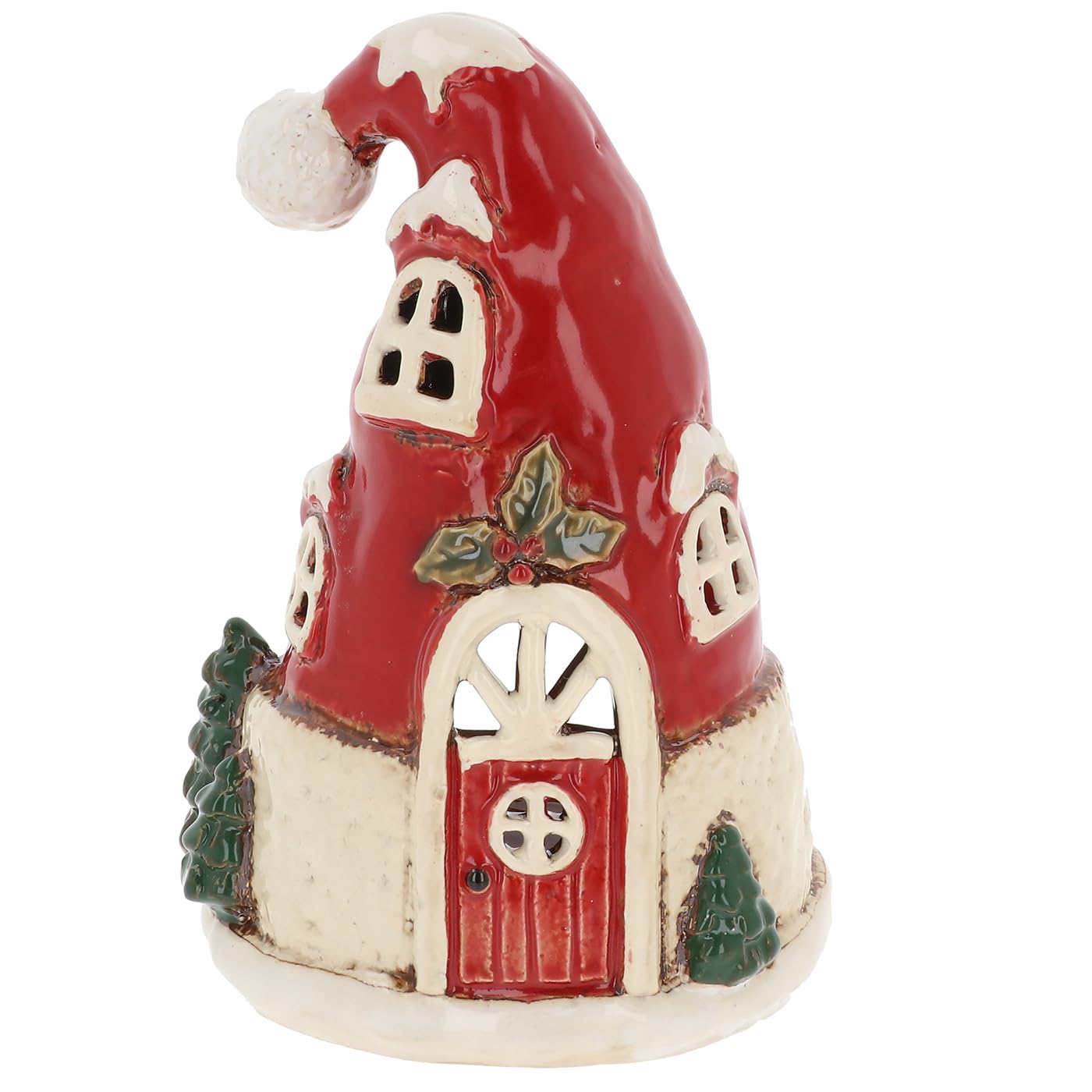 Shudehill Giftware Christmas Village Ceramic Tealight Houses, Red and White Xmas designs, plenty of designs to choose from (Santa House)