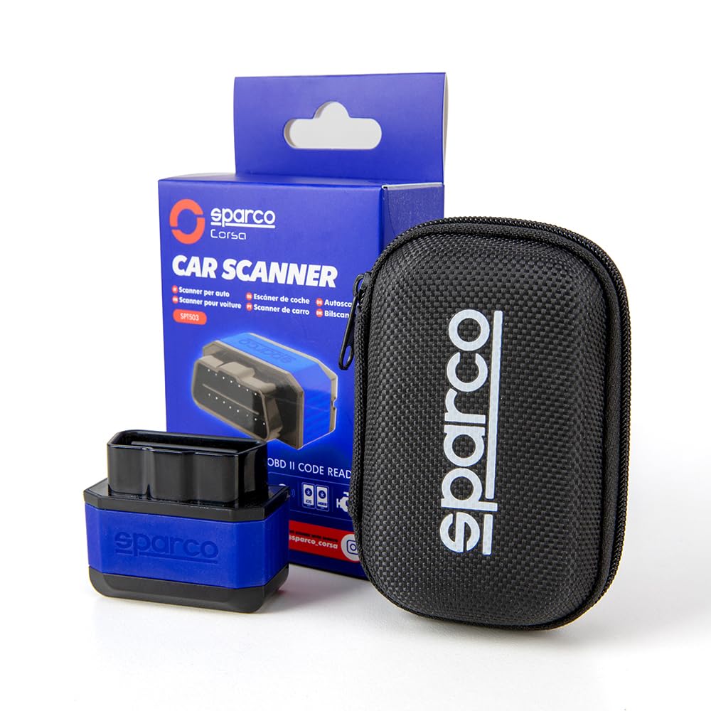 Sparco Dispositivo di diagnosi per auto multimarca OBD2 Scanner Bluetooth 5.2 per iOS e Android Lettore di codici di errore DTC Cancellazione dei guasti del motore Monitoraggio in tempo reale
