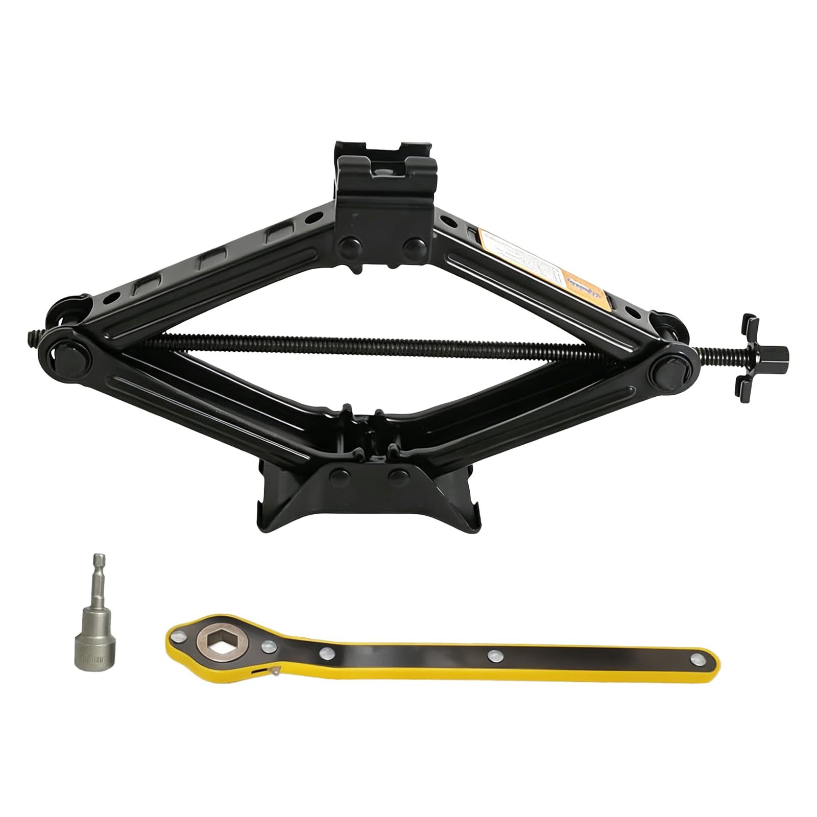 Hniuyun 2 Ton Scissor Jack Kit - Heavy-Duty Car Lift with Ratchet Handle & Electric Drill Compatible for Sedans, SUVs, MPVs - Reinforced Steel Plate Construction