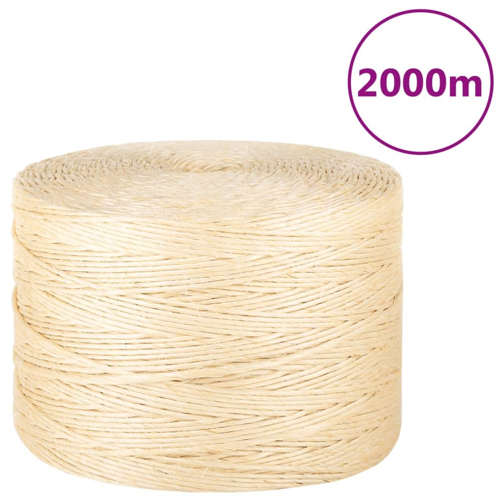 Corde en Chanvre Naturel pour Réparation et Remplacement, Corde de Rechange pour Jardinage Décoration Artisanale, Résistant à la Déchirure, Brun 3 mm x 2000 m Sisal