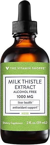 The Vitamin Shoppe Extracto orgánico de cardo mariano de 1,000 mg (Silybum Marianum), suplemento herbario que apoya la salud del hígado, limpieza y