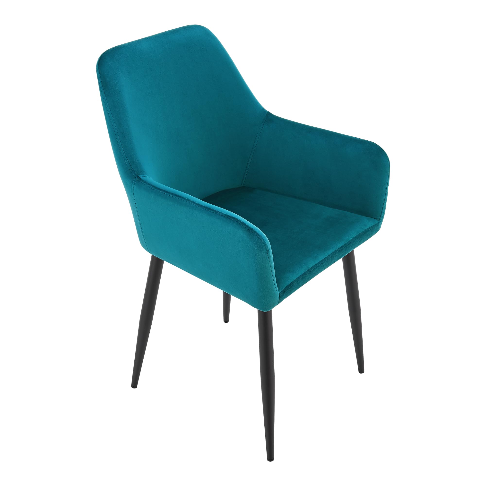 [en.casa] Juego de 2 Sillas de Comedor Hollola con Reposabrazos Set de 2 Sillas de Cocina Asientos tapizados Terciopelo y Acero 86 x 57 x 56 cm Altura del Asiento: 48 cm - Turquesa