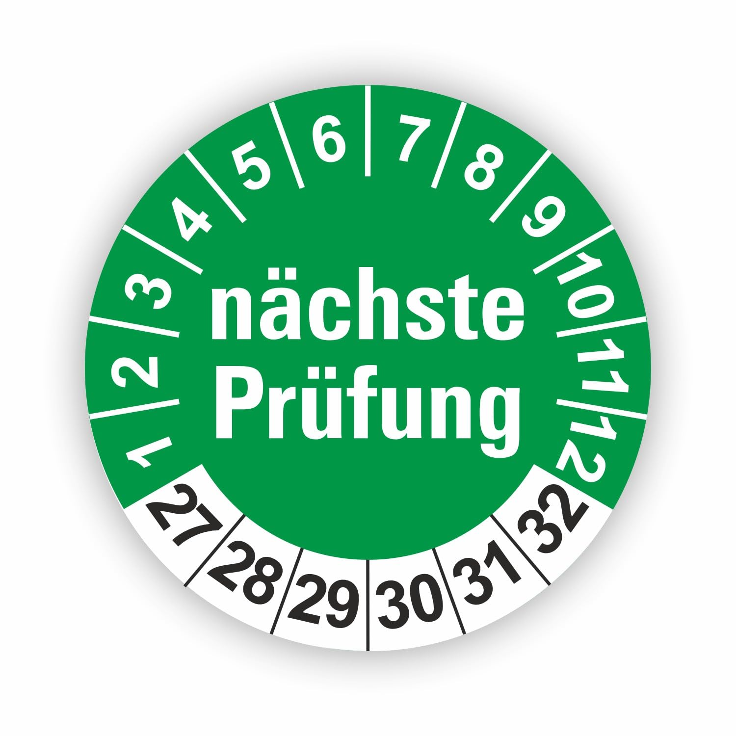 Hochwertige Prüfetiketten NÄCHSTE PRÜFUNG Ø 20mm - Selbstklebende PVC-Folie - Wartungsetiketten für Prüfung - Prüfplakette für Prüfungsnachweis (1000 Stück)