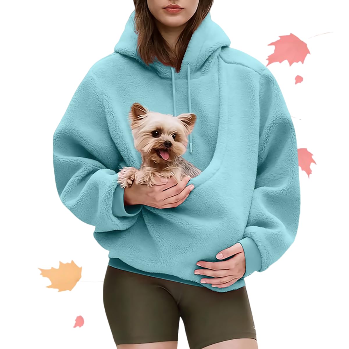 Pet Pouch Hoodies Oversized Pet Sling Hoodie with Pockets (Blue,S)
