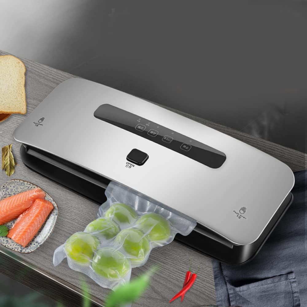 Siqi Scellant sous Vide avec économiseur d'aliments léger pour la Conservation des Aliments secs et humides, Sacs à Rouleaux sous Vide (10pic) et Tuyau Inclus-Red