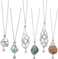 SUNNYCLUE 6pcs Adjustable Stainless Steel Stone Necklace Holders with Star Charms - 3 Sizes for DIY Jewelry Making & Wedding Gifts