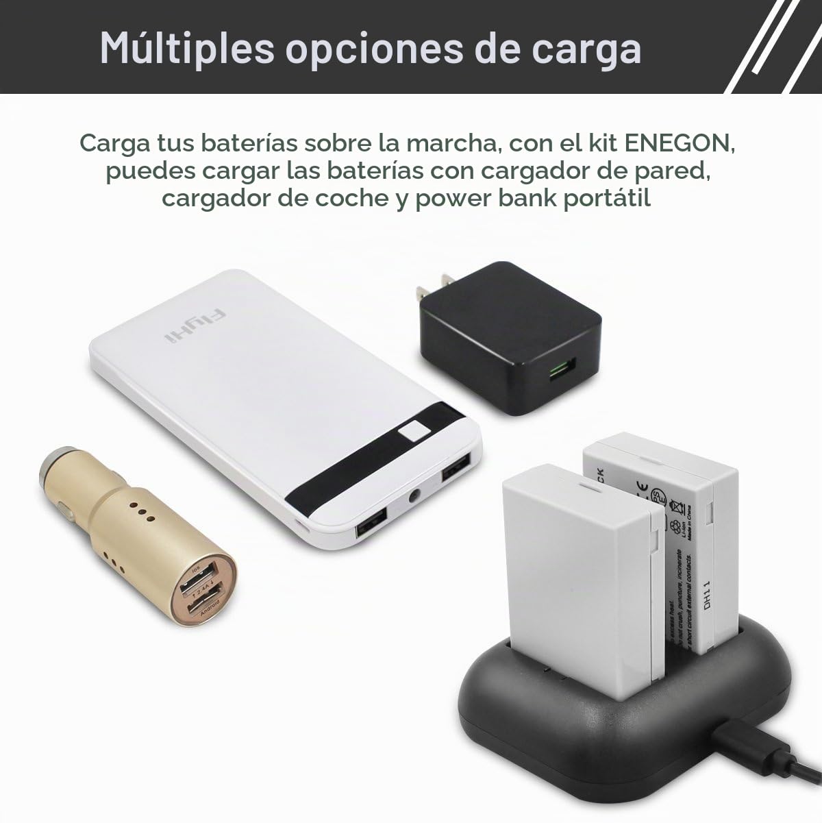 ENEGON Batería de Repuesto (Paquete de 2) y Cargador rápido rápido para Canon LP-E8 y Canon EOS Rebel T2i, T3i, T4i, T5i, EOS 550D, 600D, 650D, 700D, Kiss X4, X5, X6 y LC-E8E Cámara Digital
