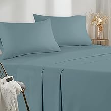 4-Piece Microfibre Bed Linen Set 140 x 190/200 cm – Fitted Sheet 140 x 200 cm – Double Flat Sheet 220 x 280 cm – 2 Pillowcases 50 x 80 cm – High Quality – Green