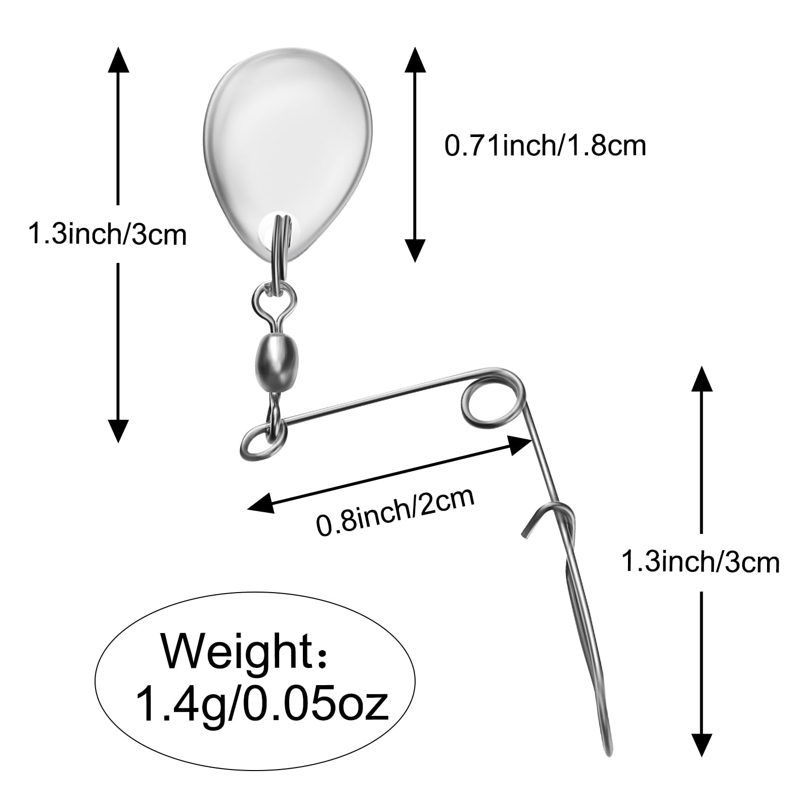 Sumind 40 Pieces Fishing Spinner Blades Spinner Bait Smooth Spoons Rigs Fishing Spoons Blades Lures Accessories(Silver)