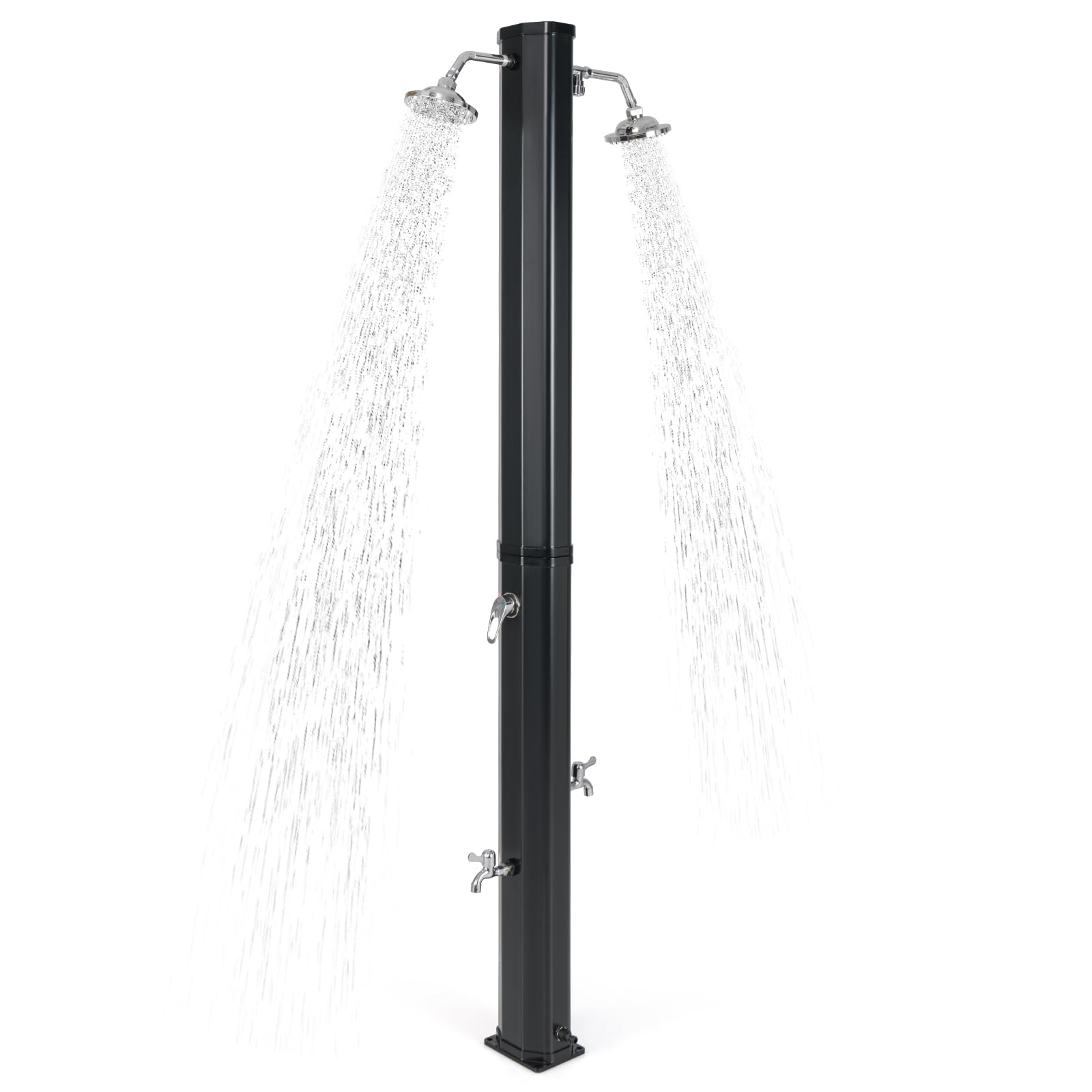 Giantex 9.3 Gallon Outdoor Shower, Solar Shower with Dual 360°Rotating Shower Heads, 2 Foot Showers, Hot & Cold Water Adjustable Faucet, 7.2 FT Outside Shower for Patio, Yard, Poolside, Beach, Garden