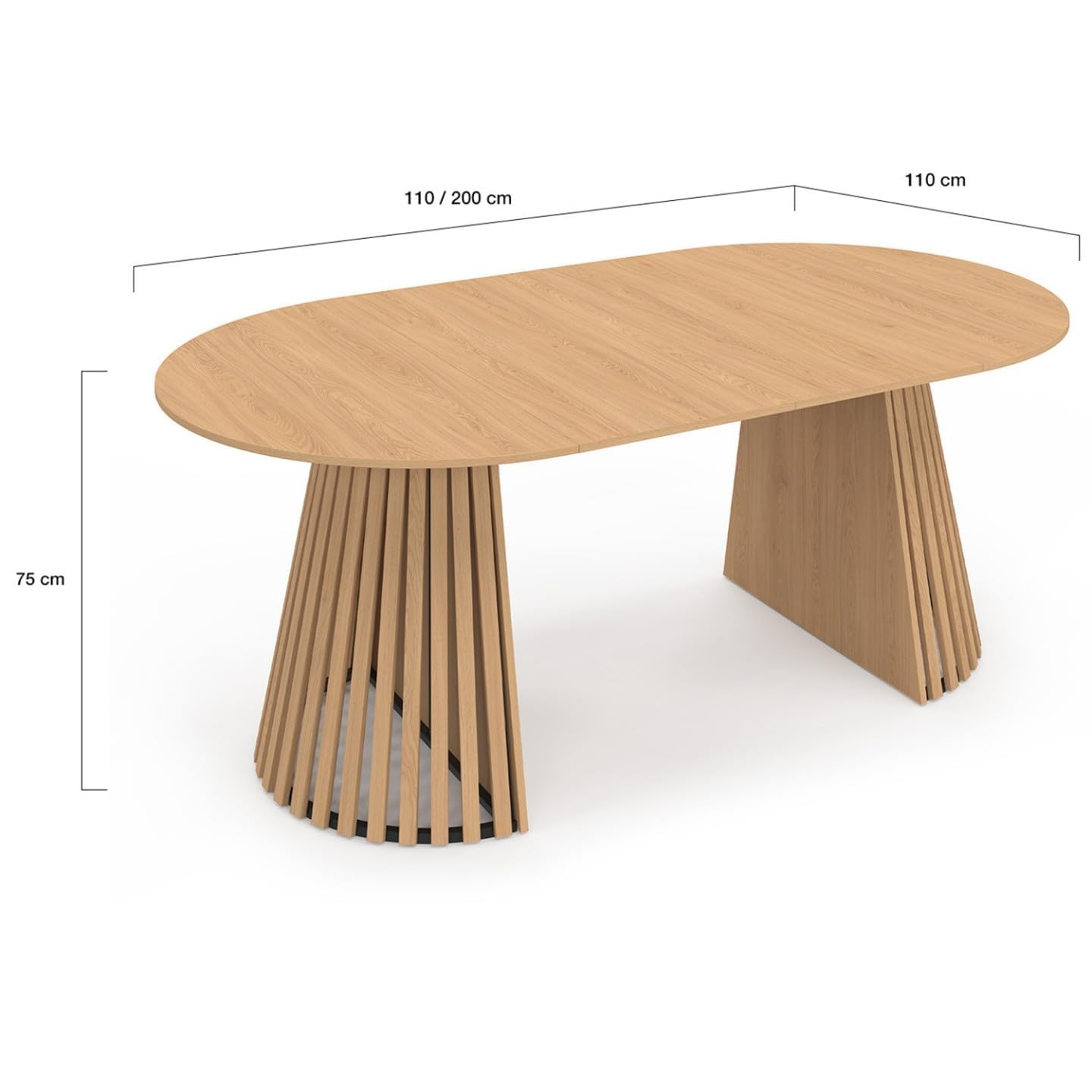 IDMarket – Mesa de comedor extensible redonda Carmen 4-10 personas pie madera 110-200 cm