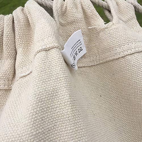 HI SUYI Handmade Cotton Woven Balcony Hammock Hanging Rope Chair Porch Swing with Crochet Fringe for Backyard Patio Garden Outdoor and Indoor Boho Style Natural White