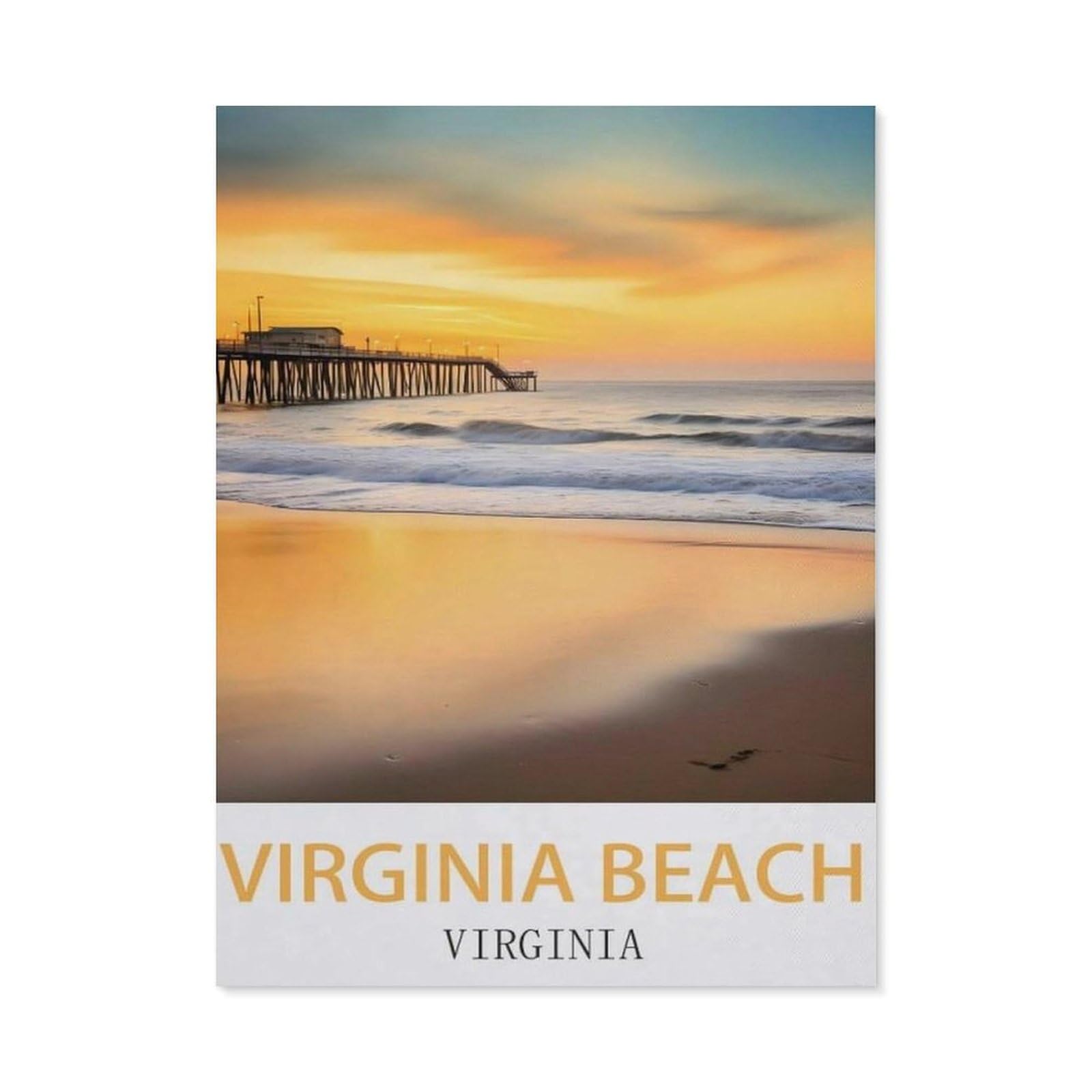Metal Signs，Virginia Beach Virginia，Nostalgic Man Cave Tin Metal Sign Hanging Wall Plaque Kitchen Shed Garage(15x30cm）6x12 inch-ED57