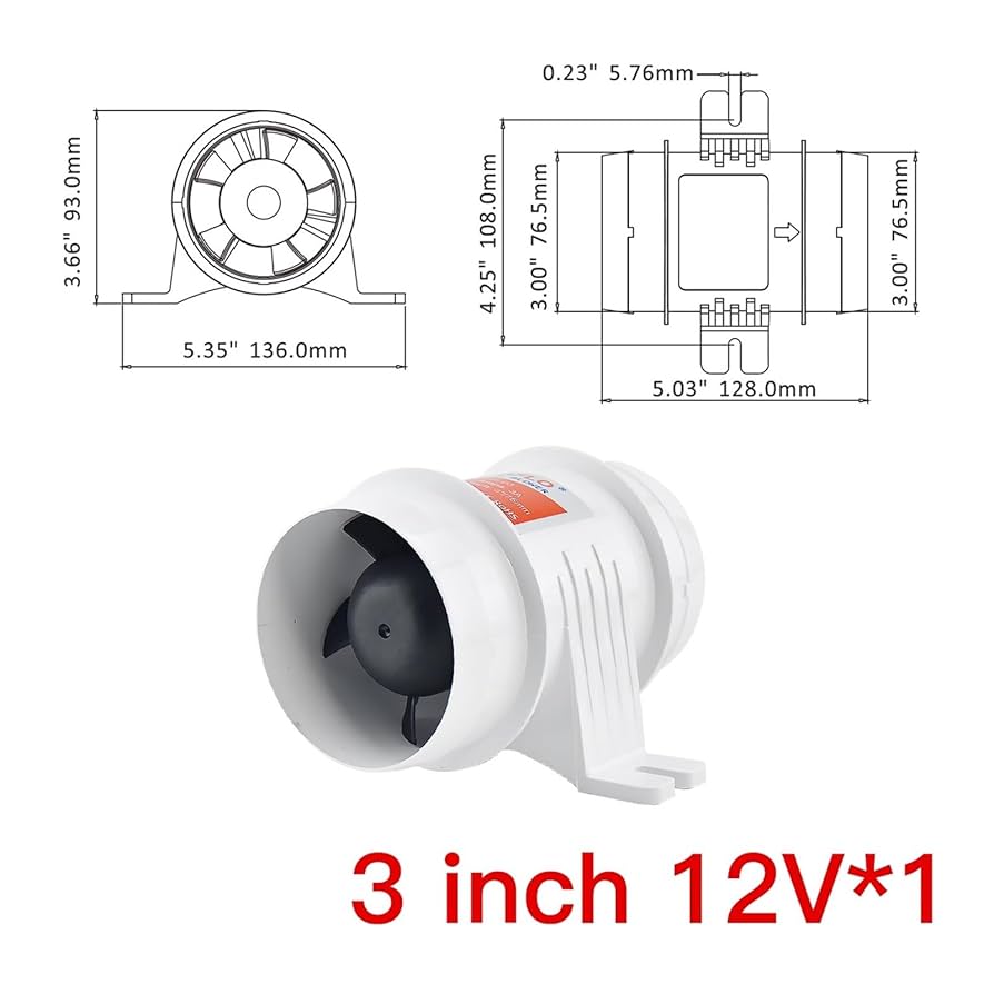 Amazon.co.jp: ダクトファン 12V 24V DC 145CFM 235CFM