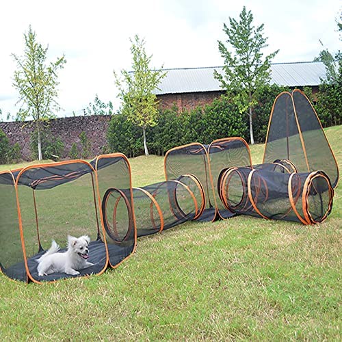 Tente portable Pop Up pour chat avec tunnel et parc visuel en maille – Idéal pour l’extérieur et l’intérieur