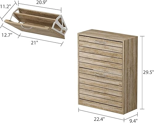 Miniatura 2 de FAMAPY Moderno zapatero con 2 cajones abatibles, gabinete de almacenamiento independiente de zapatos, diseño de obturador, organizador de