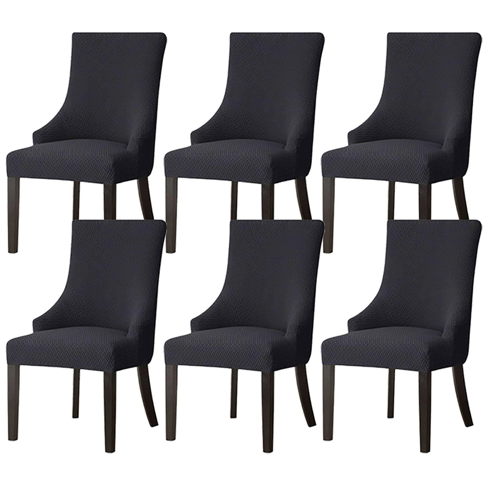 ZRCYXDW Spandex Wingback Side Chair Slipcover, Stretch Wingback Chair Cover Slipcover Removable Washable Dining Chair Covers For Dining Room Decoration-black-Set of 6