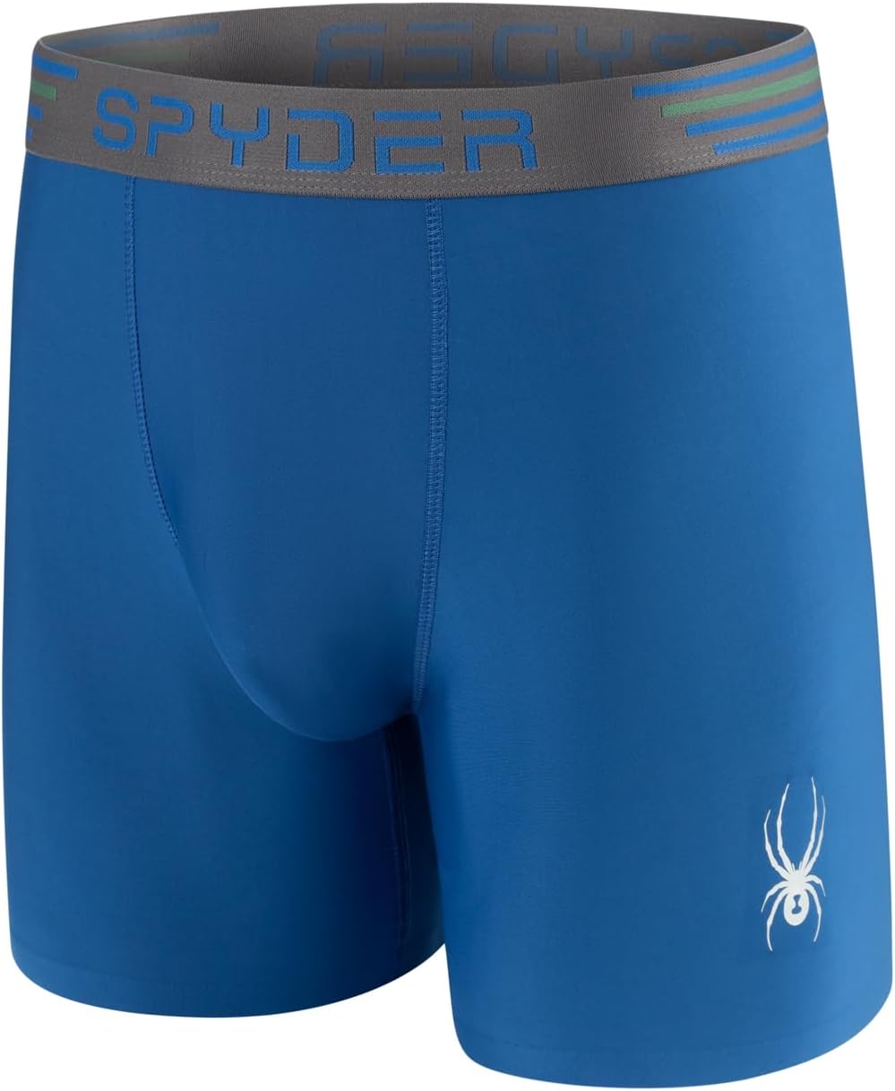 Spyder Mens Boxer Briefs 4 Pack Poly Spandex Performance Underwear/Bonded Hem Boxer Briefs (Green/Grey/Blue/Black, Medium) - Image 2