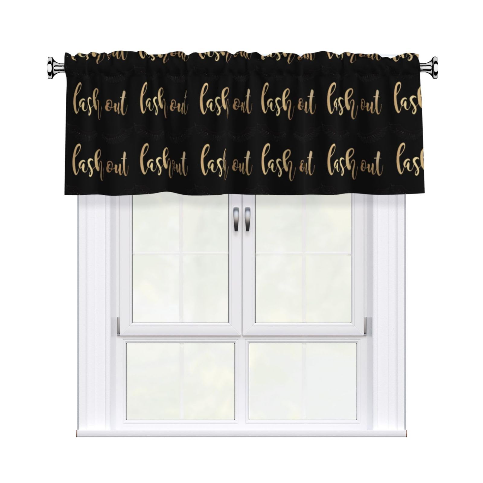 HJFCZH WHJSSF Eyelash Prints 54x18in Curtain Valance - Peach Skin Polyester Kitchen Cover with Light Filtering Floral & 3" Rod Pocket