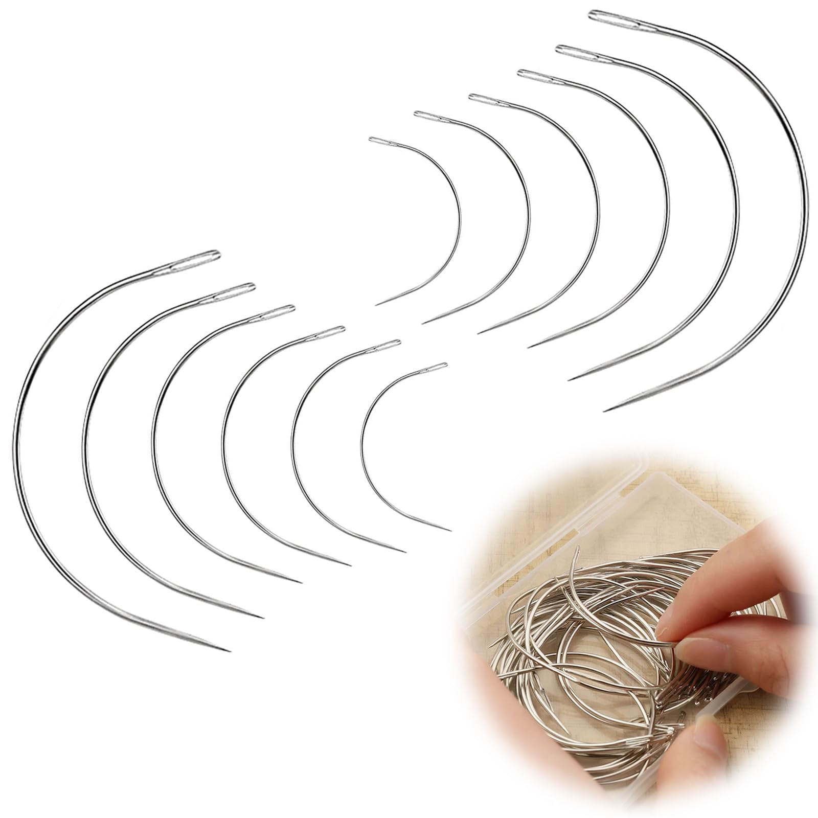 Aiguilles Couture Set De 12 Aiguilles à Coudre Courbées - Pour Cuir Et Rembourrage - Couture à La Main Aiguille Cuir Main