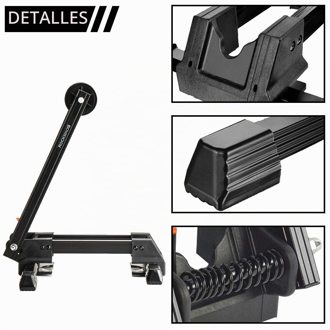 ROCKBROS Soporte Suelo para Bicicleta Aparcamiento Plegable Portátil para Interior, Estacionamiento de Aluminio Compatible con 20"-29"
