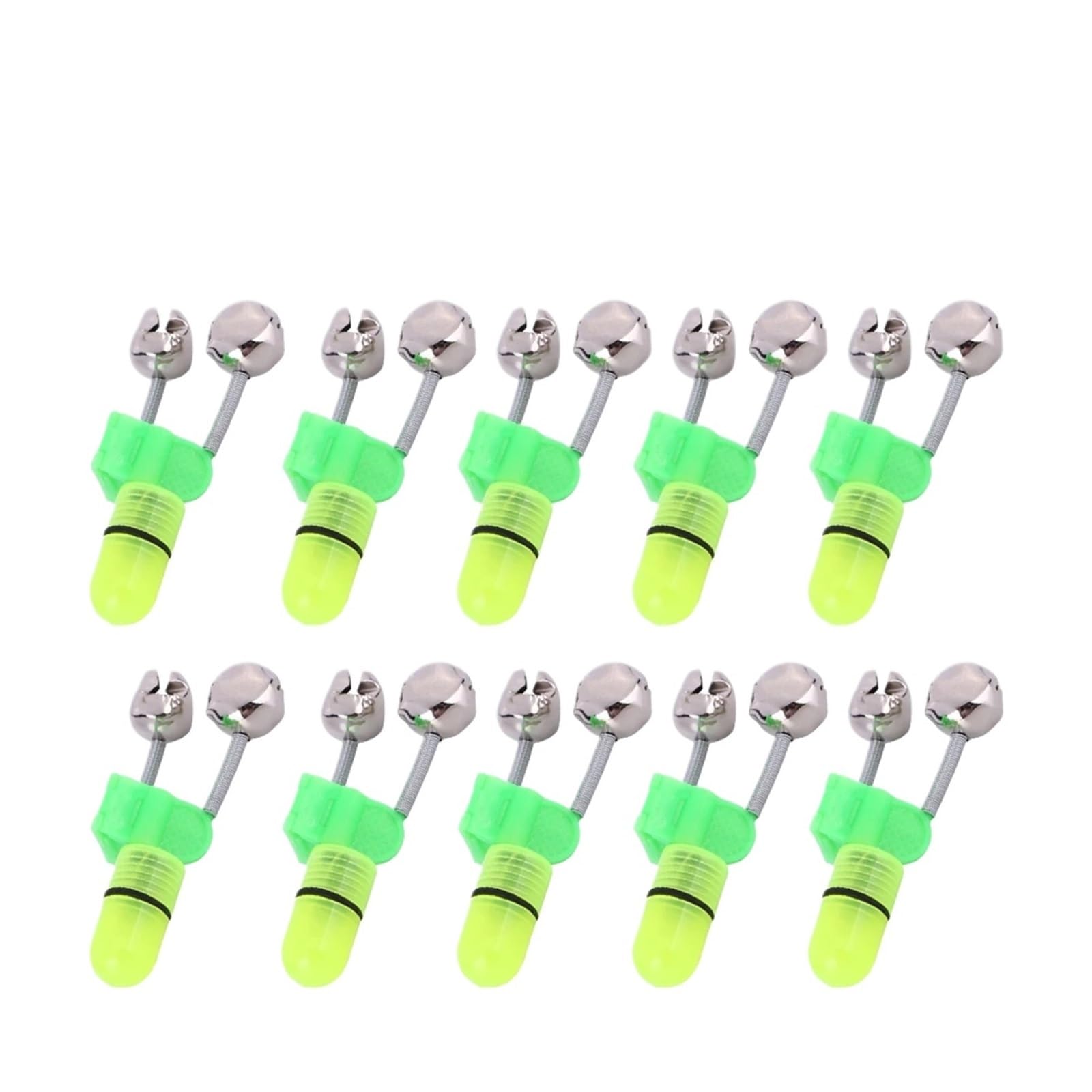 4-Piece Fishing Bell Set Double-Bell Bite Alarm Light Indicator Rod Clamp Tool